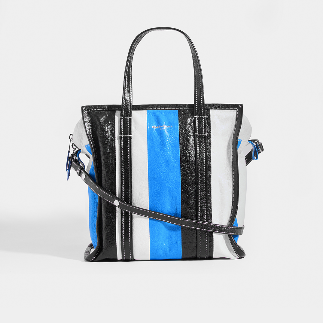 BALENCIAGA Bazar M Striped Shoulder Bag