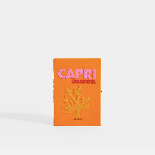Front view of the OLYMPIA LE-TAN Book Clutch Capri in Orange