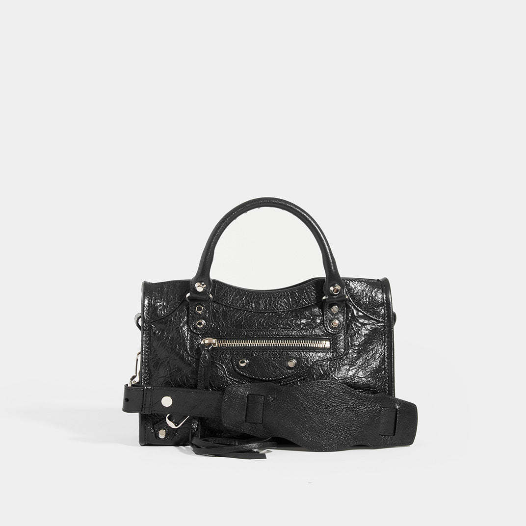 Mini City Bag With Silver Hardware in Black