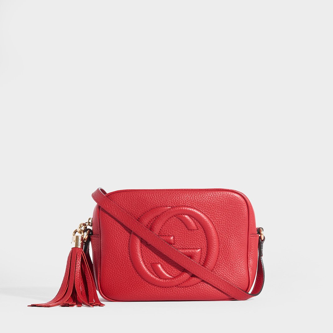 Gucci Soho Disco Small Red Pebbled Leather Bag used