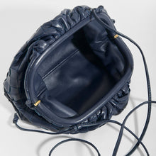 Load image into Gallery viewer, Inside of BOTTEGA VENETA Pouch 20 Intrecciato Crossbody in Deep blue Leather