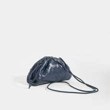 Load image into Gallery viewer, Side view of BOTTEGA VENETA Pouch 20 Intrecciato Crossbody in Deep blue Leather