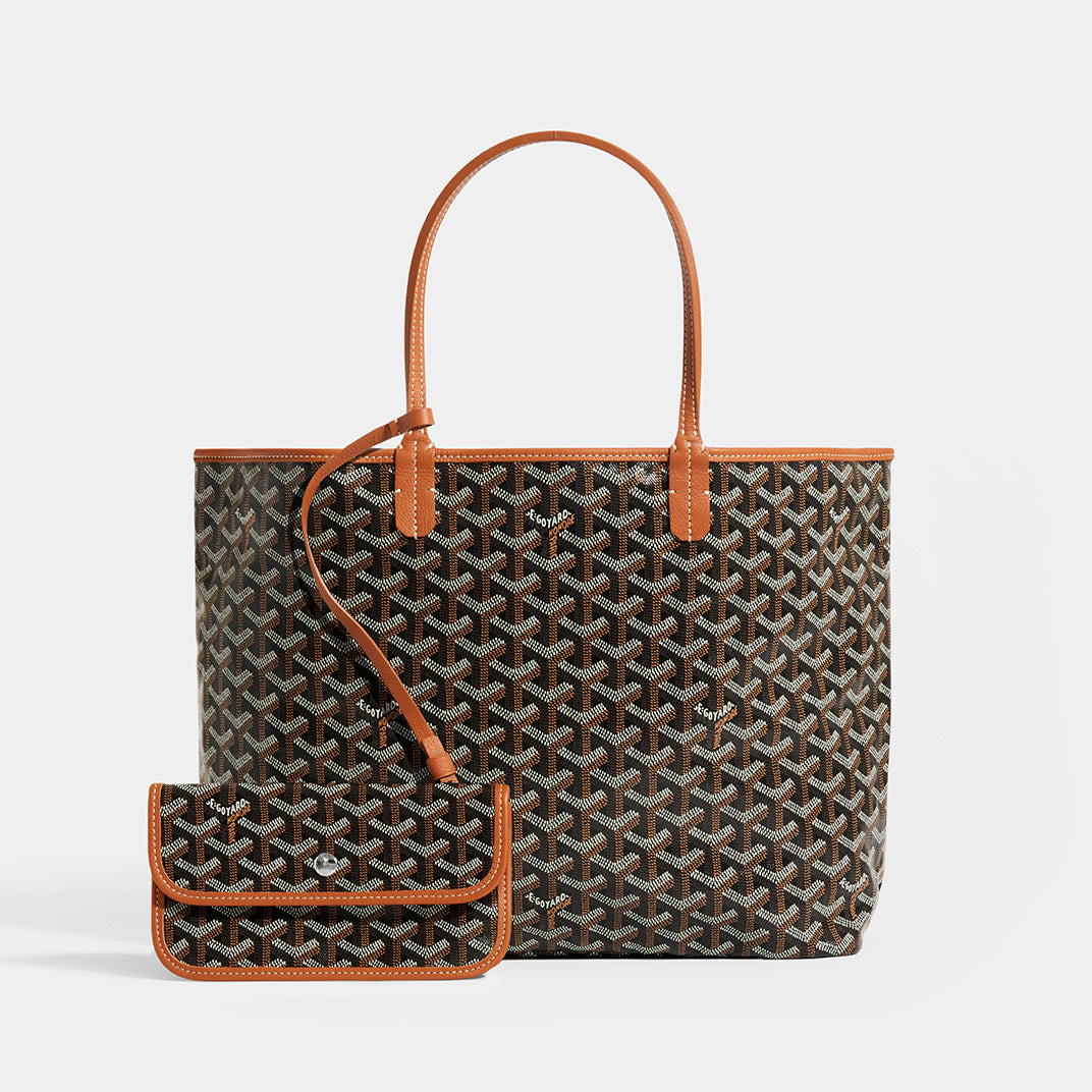 Goyard Saint Louis GM Brown Black Leather Cloth ref.180457 - Joli Closet