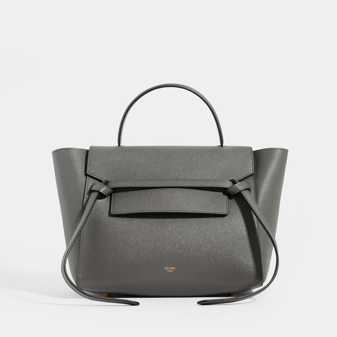 CELINE Mini Belt Bag in Grained Leather in Grey