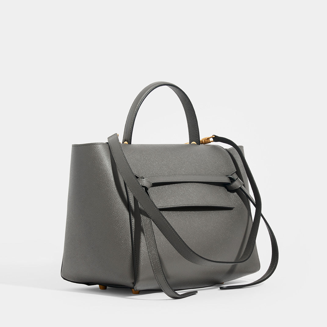 Small Belt Bag in Grey Grained Leather