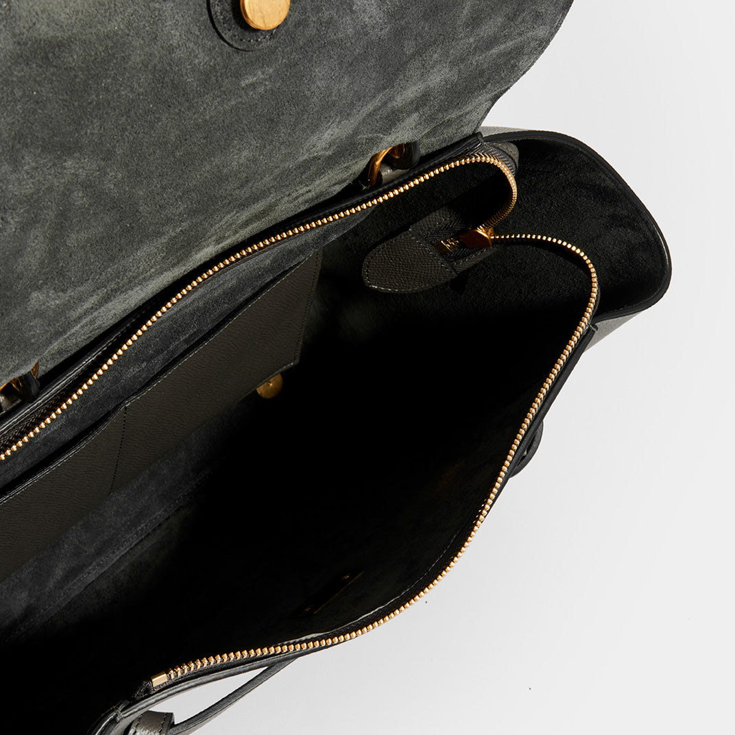 Small Belt Bag in Grey Grained Leather