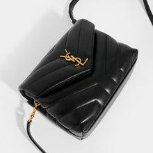 Load image into Gallery viewer, SAINT LAURENT Toy Loulou Shoulder Bag in Black Leather with Gold Hardware