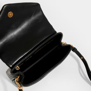 SAINT LAURENT Toy Loulou Shoulder Bag in Black Leather with Gold Hardware