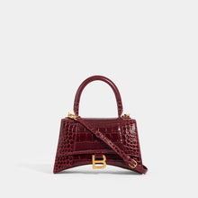 Load image into Gallery viewer, BALENCIAGA Hourglass S Embossed Croc in Burgundy