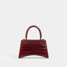 Load image into Gallery viewer, BALENCIAGA Small Hourglass Bag in Burgundy Embossed Croc