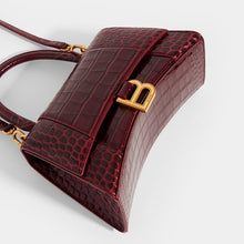 Load image into Gallery viewer, BALENCIAGA Small Hourglass Bag in Burgundy Embossed Croc