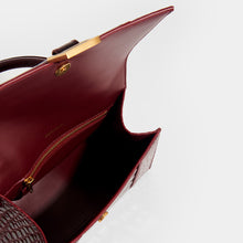 Load image into Gallery viewer, BALENCIAGA Small Hourglass Bag in Burgundy Embossed Croc