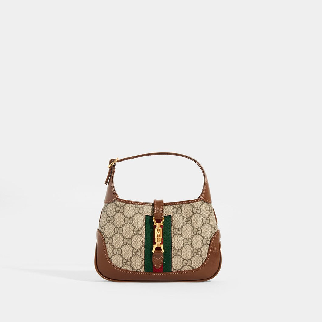 Front view of the GUCCI Jackie 1961 Mini Hobo bag in Canvas