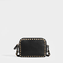 Load image into Gallery viewer, Back of VALENTINO Rockstud Leather Camera Bag in Black
