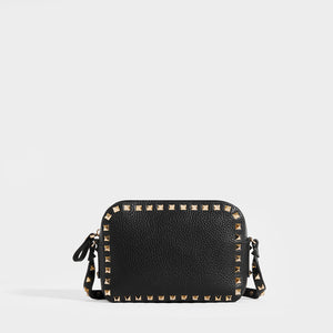 Back of VALENTINO Rockstud Leather Camera Bag in Black