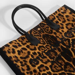 Saint Laurent leopard print canvas tote bag brand new