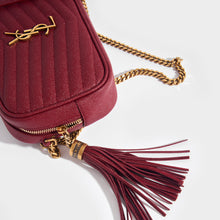 Load image into Gallery viewer, SAINT LAURENT Lou Small Quilted Crossbody in Red Leather