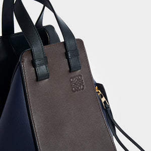 LOEWE Hammock Small Tote in Chocolate/Navy