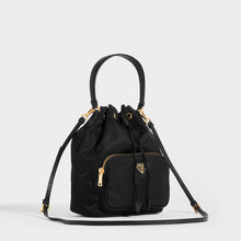 Load image into Gallery viewer, PRADA Nylon Top Handle Drawstring Bucket Bag with Crossbody Strap 