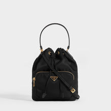 Load image into Gallery viewer, PRADA Nylon Top Handle Drawstring Bucket Bag with Shoulder Strap