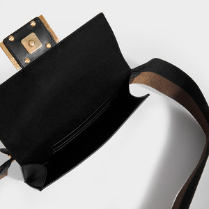 FENDI Flat Baguette Mini Crossbody in Black