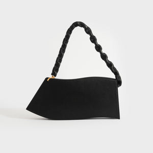 Back view of Jacquemus La Vague shoulder bag in black leather