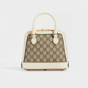 GUCCI Horsebit 1955 Mini Top Handle Bag in GG Supreme Canvas with White Leather [ReSale]