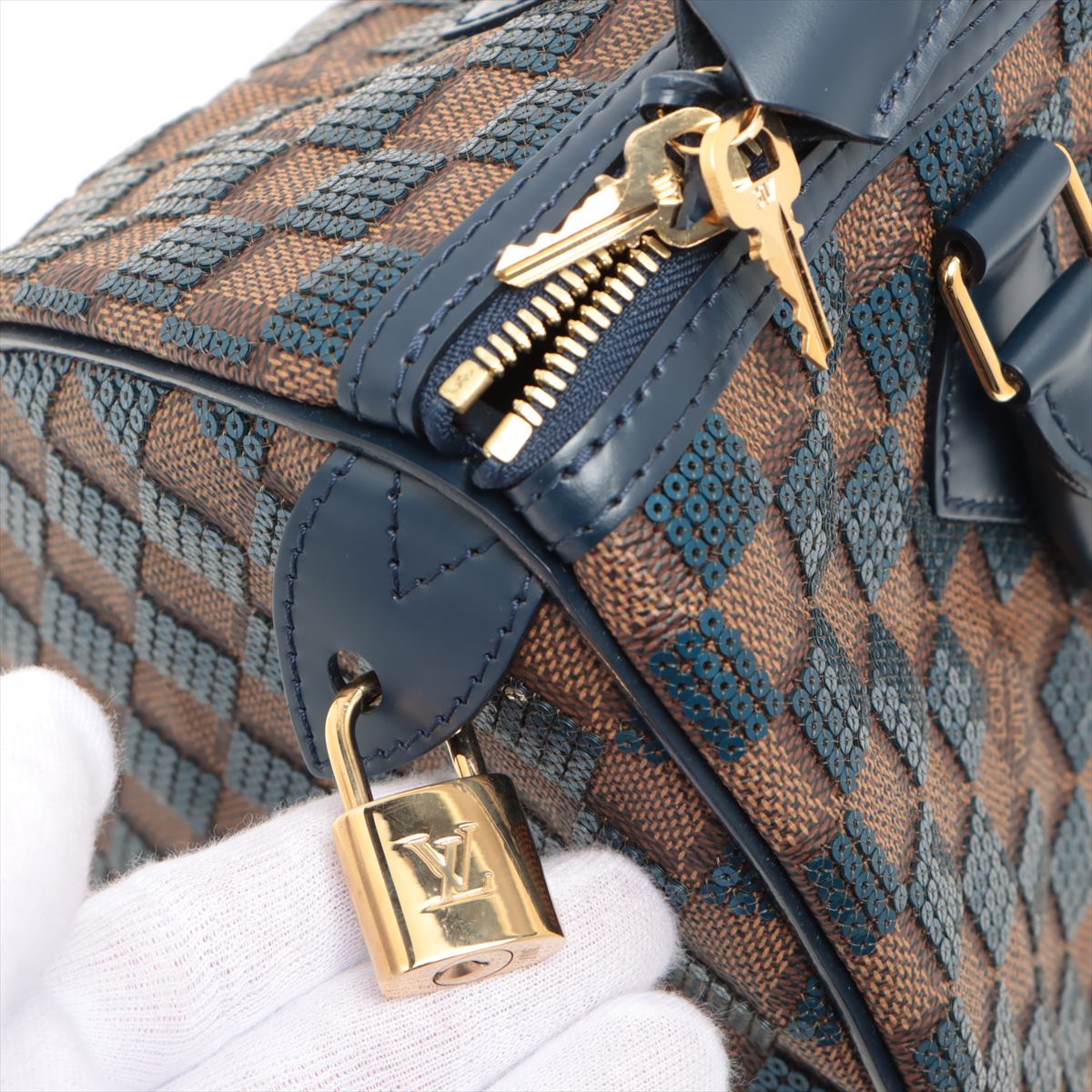 Louis Vuitton Blue Damier Ebene Paillettes Limited Edition Speedy 30 Bag Louis  Vuitton