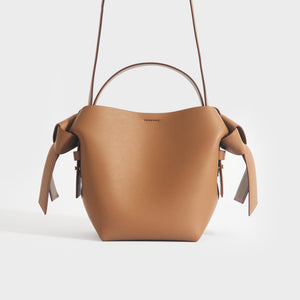 ACNE STUDIOS Musubi Mini Knotted Leather Crossbody Bag in Tan