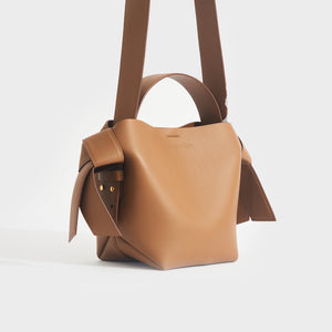 ACNE STUDIOS Musubi Mini Knotted Leather Crossbody Bag in Tan