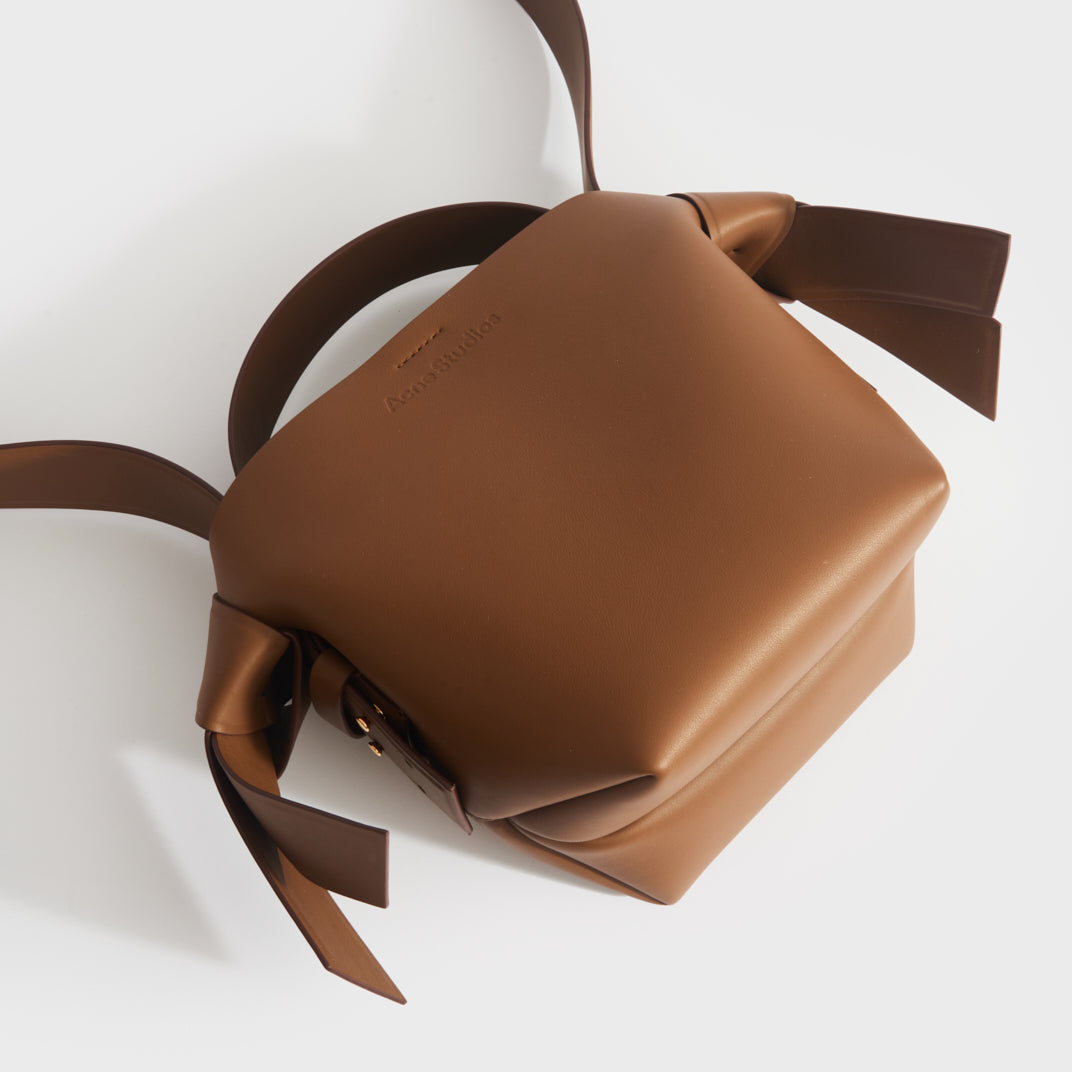 Musubi Mini Knotted Leather Crossbody Bag in Tan