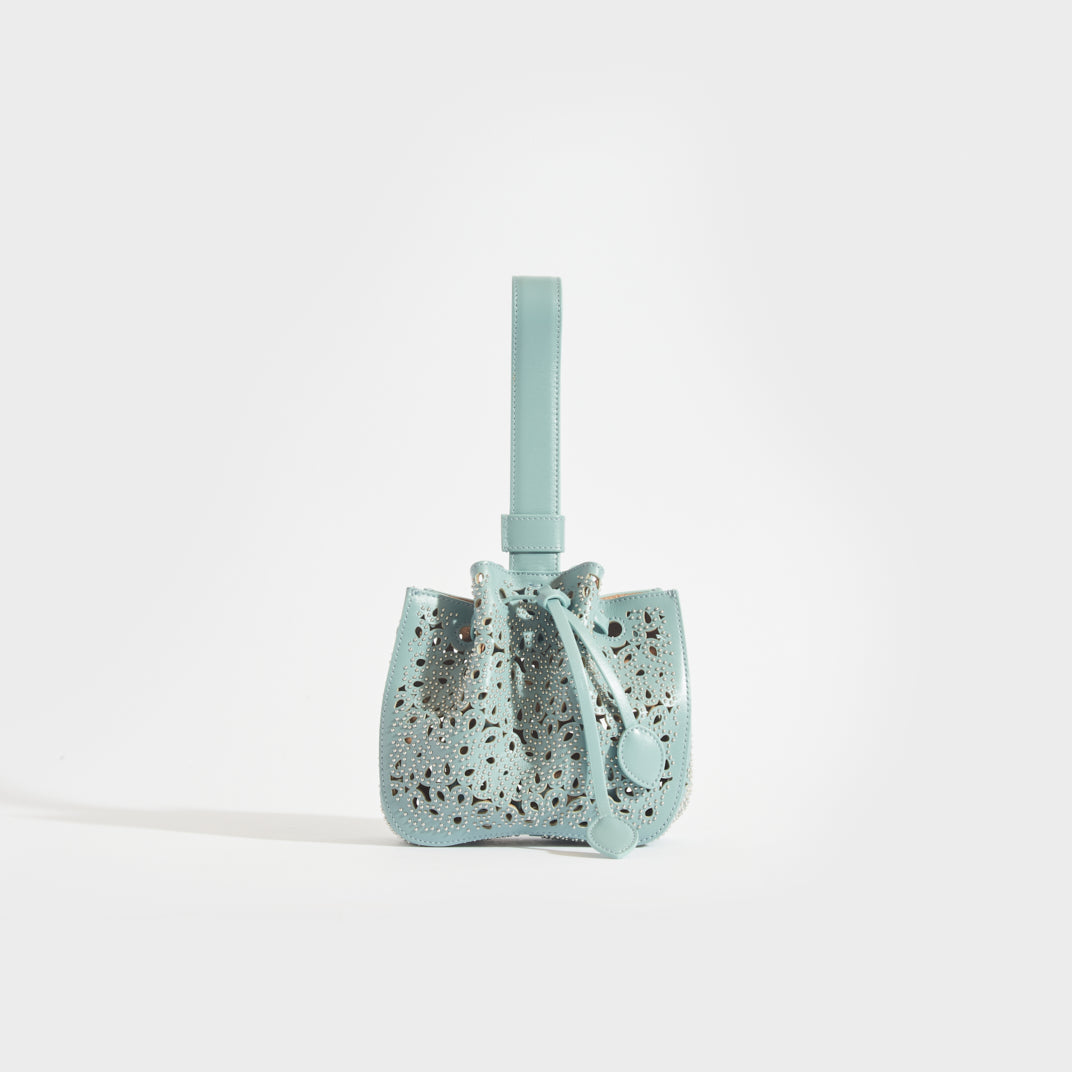 ALAÏA Rose Marie Embellished Laser-Cut Leather Bucket Bag