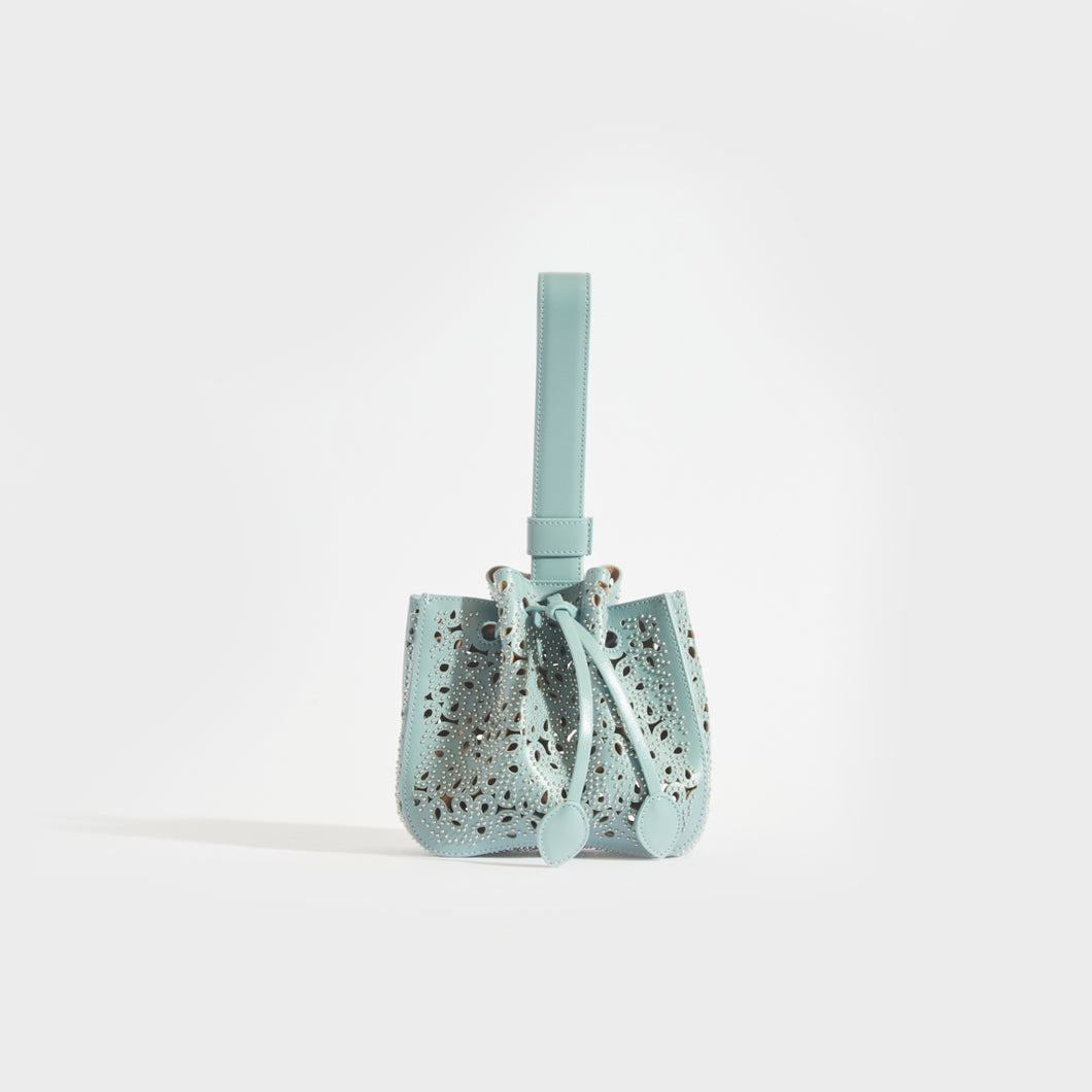 ALAÏA Rose Marie Embellished Laser-Cut Leather Bucket Bag