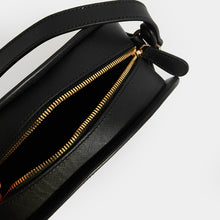Load image into Gallery viewer, Zip and inside view of APC Half Moon Saffiano Leather Crossbody in Black