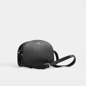 Side of APC Half Moon Saffiano Leather Crossbody in Black