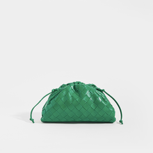 Load image into Gallery viewer, Rear image of the BOTTEGA VENETA The Pouch 20 Intrecciato Crossbody in Green