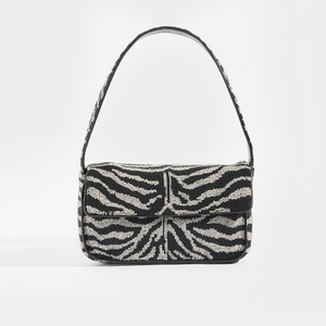 STAUD Tommy zebra beaded shoulder bag COCOON