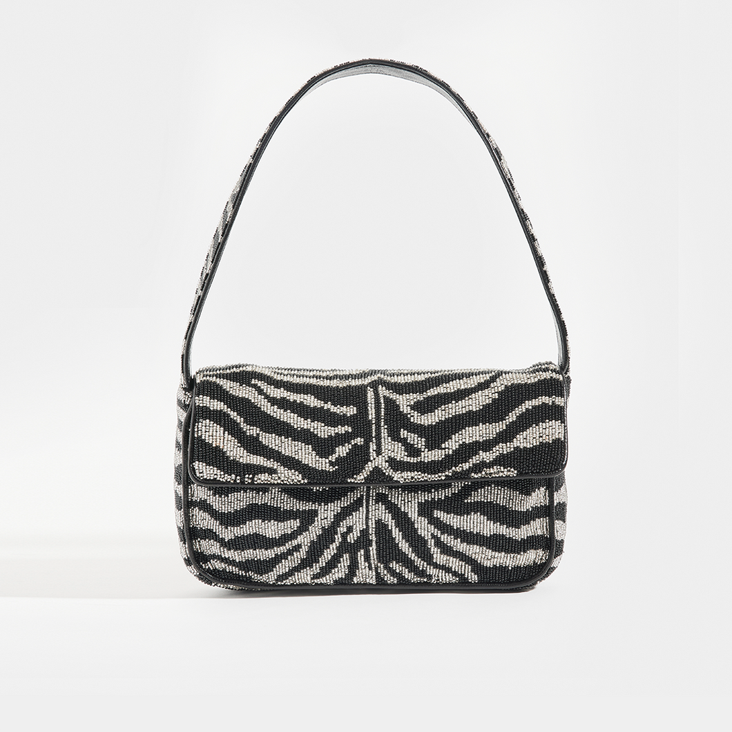 STAUD Tommy Zebra Beaded Shoulder Bag