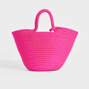 Back view of Balenciaga Ibiza nylon and leather basket bag in pink