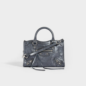 BALENCIAGA Neo Classic City Nano Leather Bag in Grey with top handles and shoulder strap