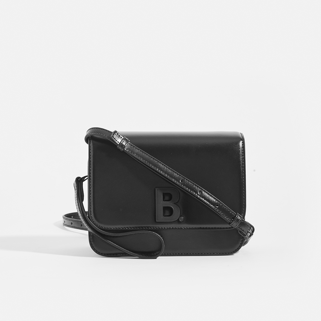 BALENCIAGA Small B. Bag Black Shiny Calfskin – COCOON