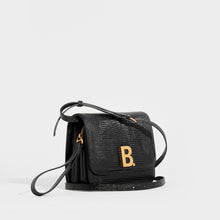 Load image into Gallery viewer, BALENCIAGA B Small Lizard Effect Cross-body Bag in Black