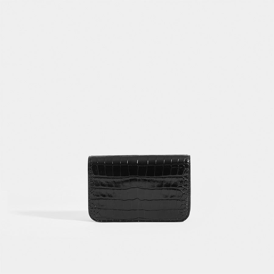 B-Logo Croc Effect Leather Crossbody