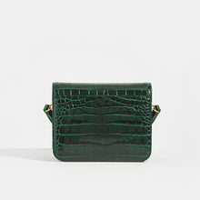 Load image into Gallery viewer, Back View of BALENCIAGA B Small Bag in Croc-Embossed Calfskin in Dark Green