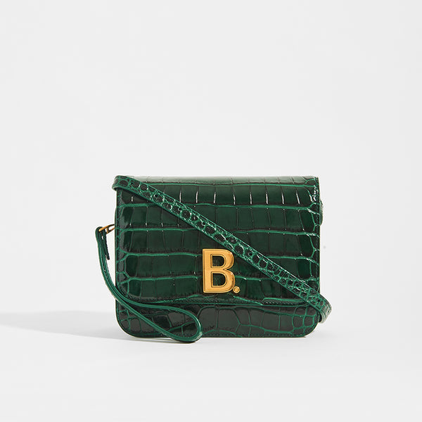 BALENCIAGA B Small Bag in Croc Embossed Calfskin COCOON