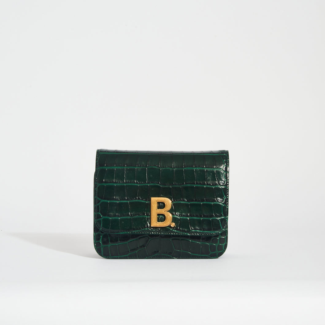 BALENCIAGA Pre Owned B Small Bag Croc Embossed Calfskin COCOON