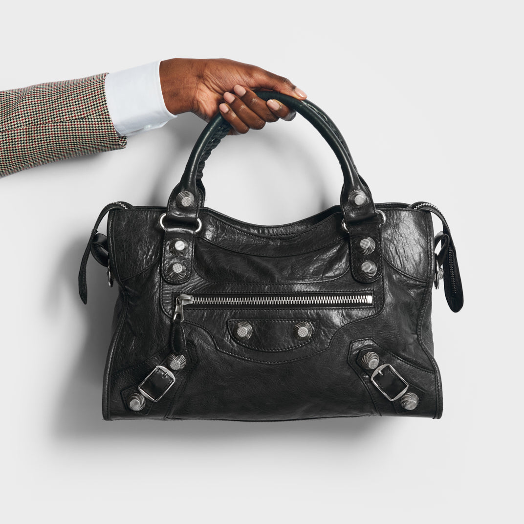 BALENCIAGA Medium Bag in Black Leather COCOON