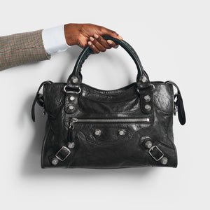 BALENCIAGA City Medium Bag in Black Leather COCOON