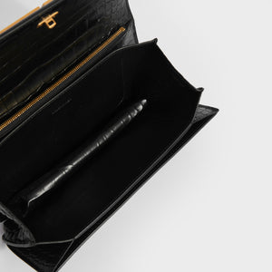 BALENCIAGA Gossip Small Croc-Effect Leather Shoulder Bag in Black