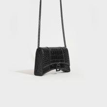 Load image into Gallery viewer, BALENCIAGA Hourglass Chain Bag in Black Shiny Crocodile Embossed Calfskin